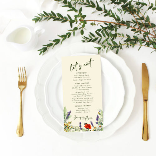 Wildflower Menu Card Uniquely You Collection