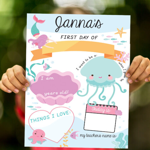 Mermaid First Day of School Design Dry Erase Board