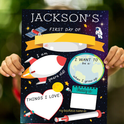 Space Theme Dry Erase First Day School Sign Board by Uniquely You Collection