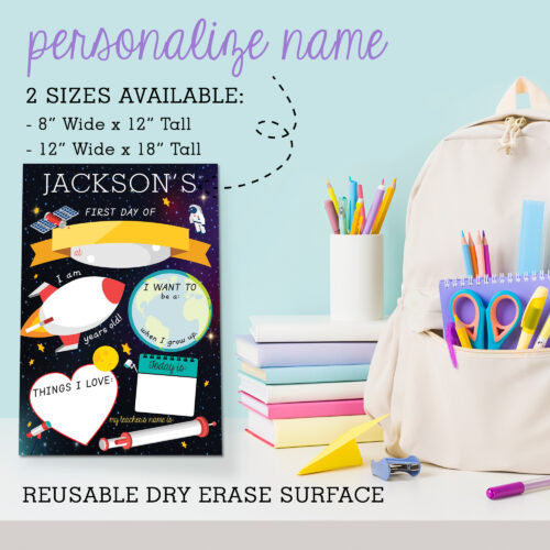 Space Theme Dry Erase First Day School Sign Board by Uniquely You Collection