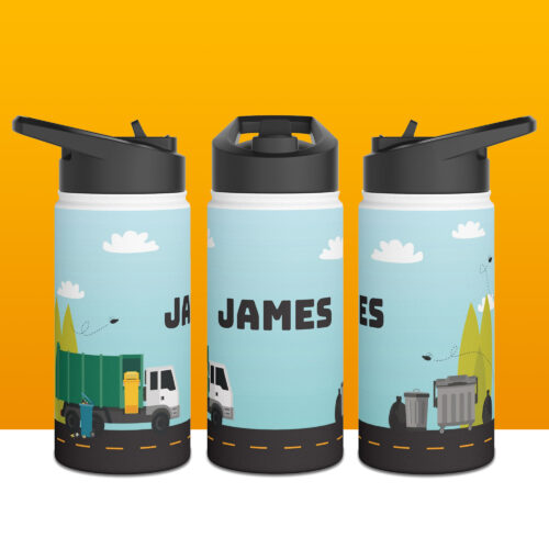 Trash Truck Name Personalized Water Bottle 3 sizes Stainless Steel Designs by Uniquely You Collection