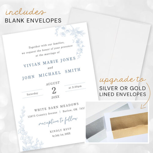 Dusty Blue Invite including envelopes Uniquely You Collection