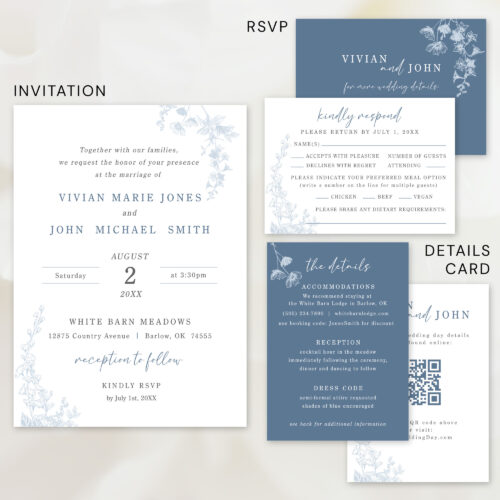 Dusty Blue Invitation Suite Uniquely You Collection