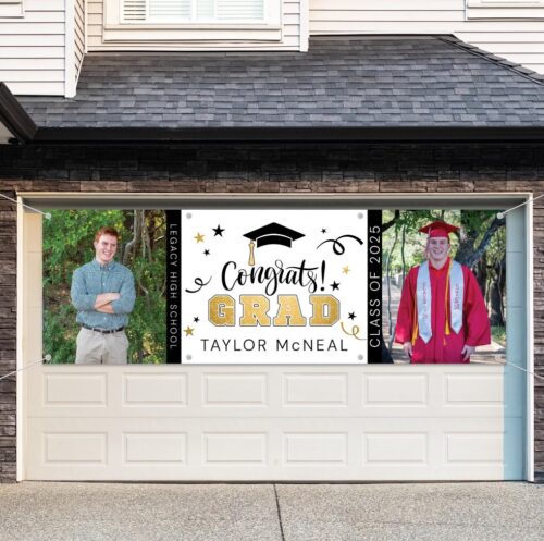 graduation banner with photos
