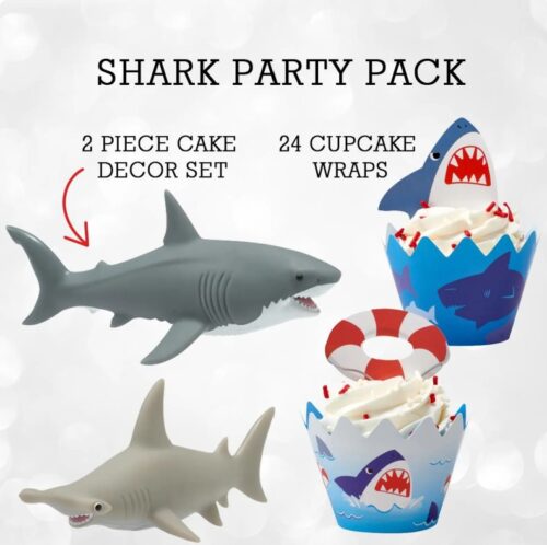 Shark Cupcake Topper Birthday Party Cake Decor