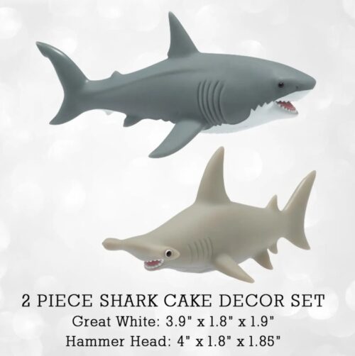 Shark Cake Kit -Shark Cake Party Decoration Birthday Boy Shark Cake Decor Party Shark Shaped Candle Shark Cake Decorations - 2 Sharks ONLY