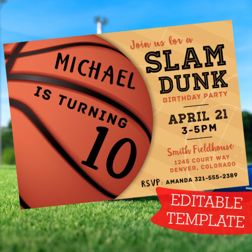 Basketball Invitation Template customizable download