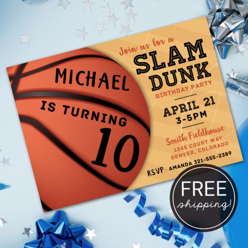 basketball grand slam invitation printing included free shipping