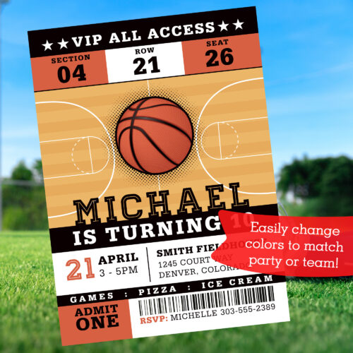 Basketball Ticket Invitation with printing