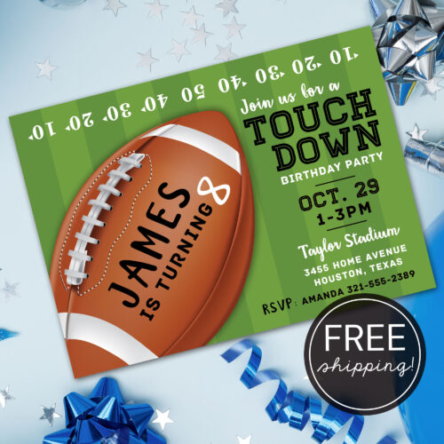 Football Touch Down Birthday Invitation printed free shipping