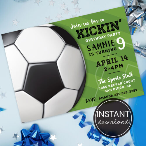 Soccer Goal Birthday Party Editable Template Invitation Uniquely You