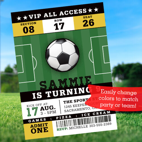 Soccer Ticket Invitation Printing Included