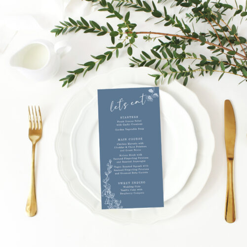 dusty blue menu cards uniquely you collection design online fast printing