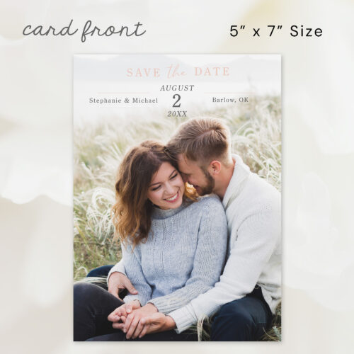 Rose Gold Save the Date Card Front