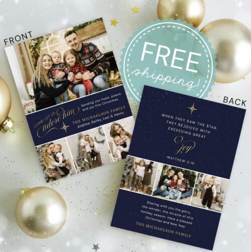 Come Let Us Adore Him Theme Photo Holiday Card Free Shipping