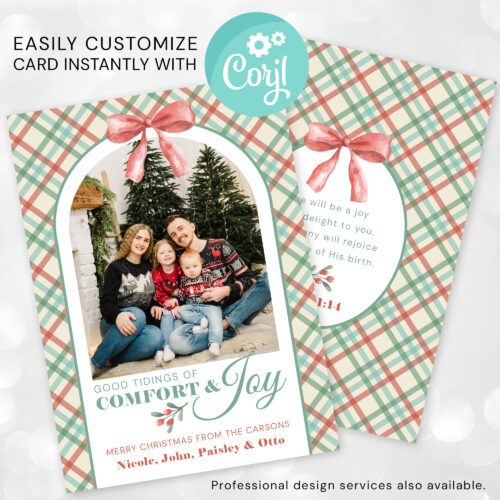 Good Tidings Photo Family card DIY Editing with Corjl