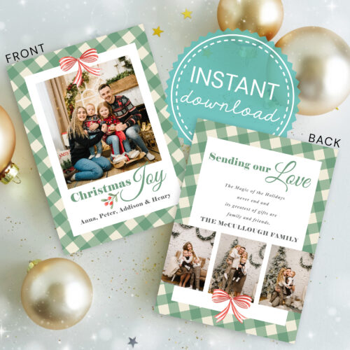 Holiday Gingham Photo Card Template