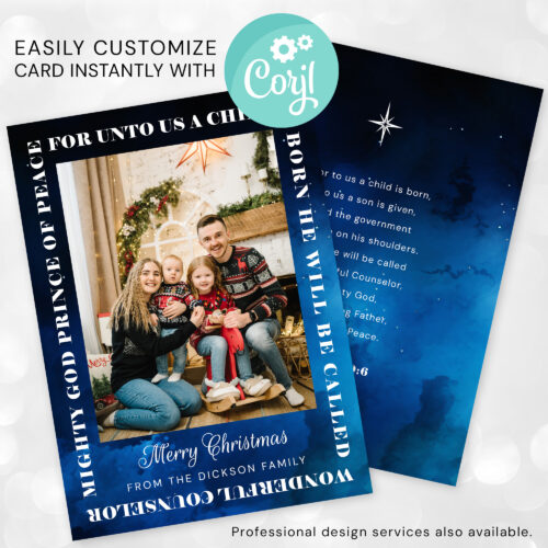 Prince of Peace Starry Night Family Photo Card Easy Customize with Corjl
