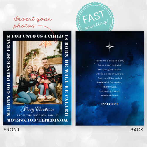 Prince of Peace Starry Night Family Photo Card Fast Printing