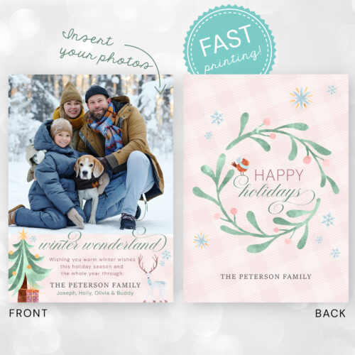 Winter Wonderland Fast Printing Family Photo Card