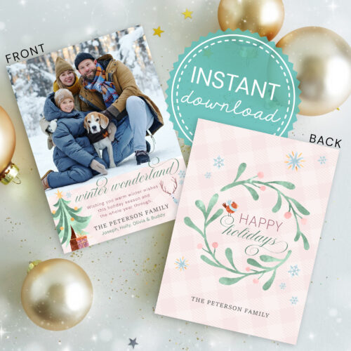 Winter Wonderland Download Print Template Holiday Card Easy Edit