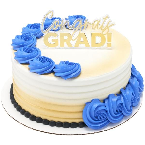 Congrats Grad Cake Topper Set: Gold Script, Black Grad Cap - Image 13
