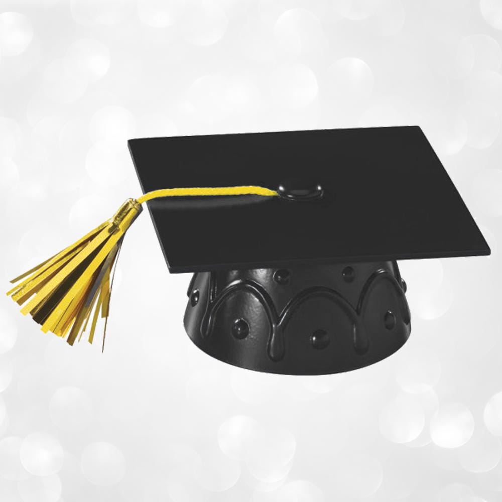 Congrats Grad Cake Topper Set: Gold Script, Black Grad Cap - Image 11